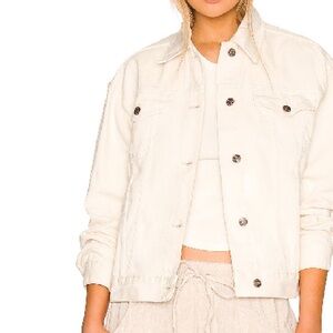 Free People We The Free Jolene Trucker Denim Jacket in Ecru